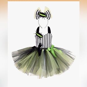 NWT Striped Black and Green Tutu Costume 3-4 yrs Beetle Juice inspired!